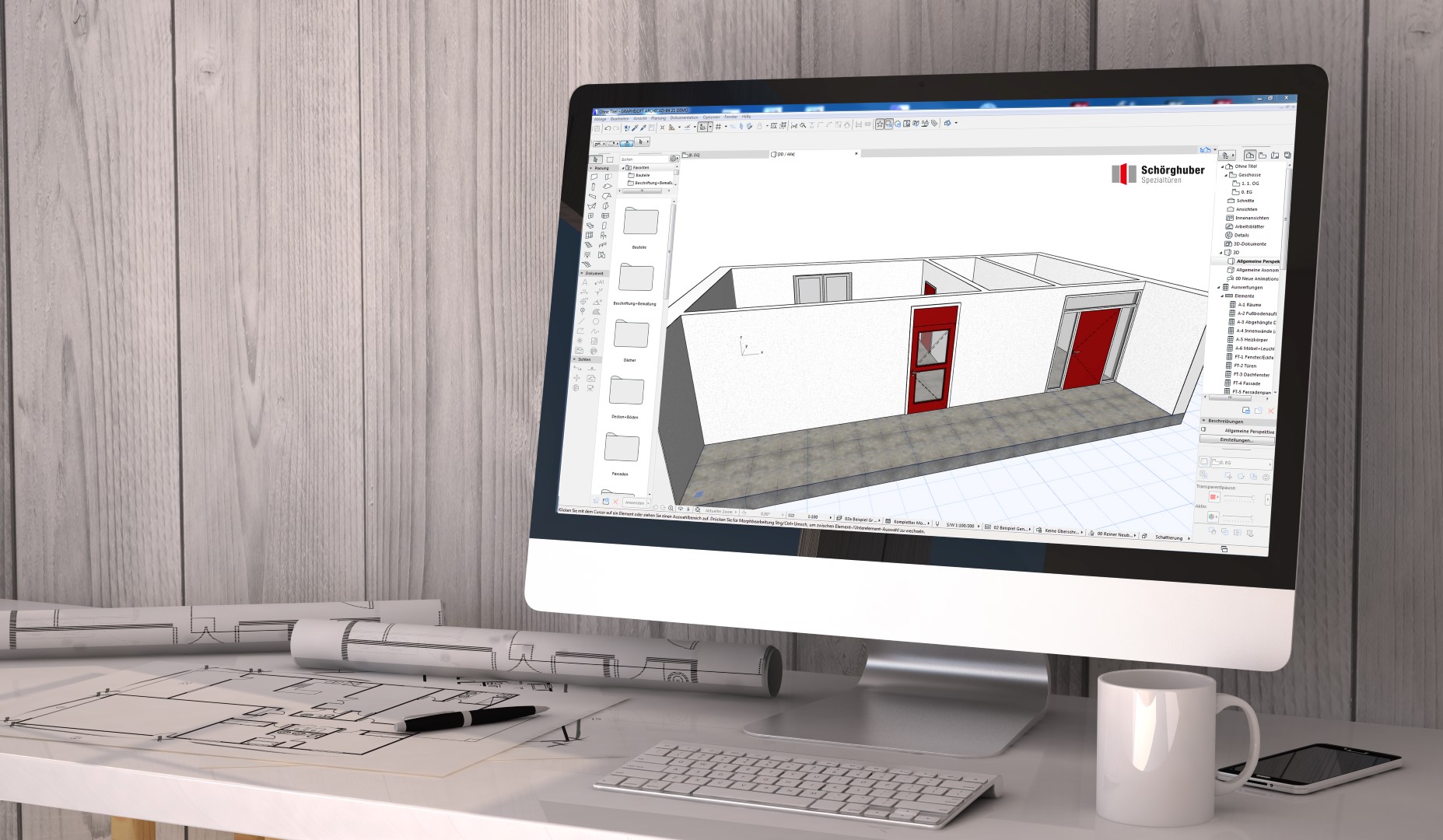 Schörghuber unterstützt Architekten Diese sind über das Architektenportal auf der Website des Herstellers aufrufbar und können zunächst mit Archicad genutzt werden
